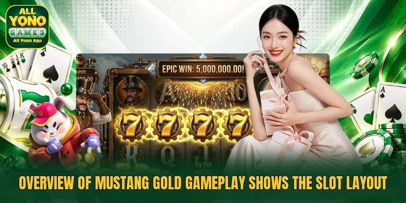 Overview of Mustang Gold gameplay shows the slot layout