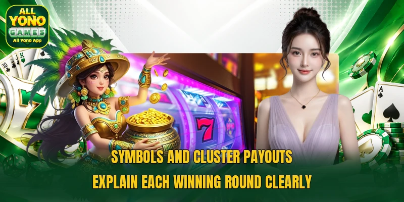 Symbols and cluster payouts explain each winning round clearly