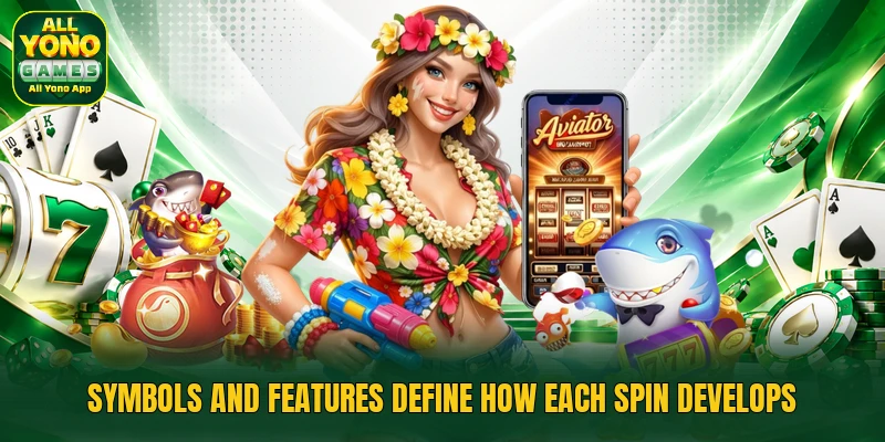 Symbols and features define how each spin develops